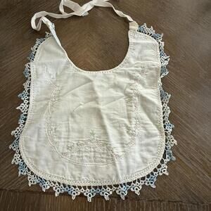 Handmade Baby Bib Embroidered Lacy Border